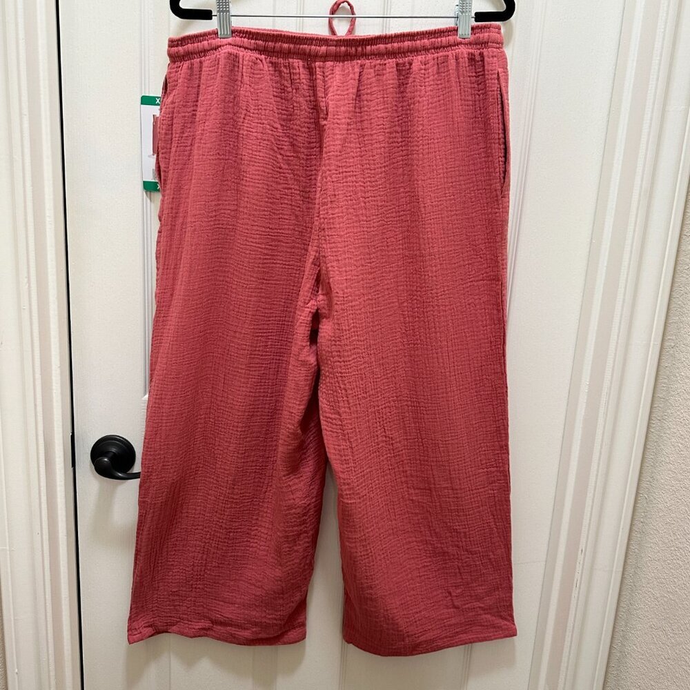 Jessica Simpson Women's Cotton Gauze Pant Size XL Rustic Red Wide Leg Boho NEW - Picture 10 of 12